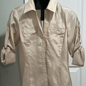 Express button down silk top beige